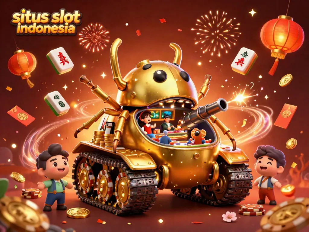 Experience thrilling play at situs slot indonesia with dynamic visuals, golden beetle tank, and vibrant casino elements.
