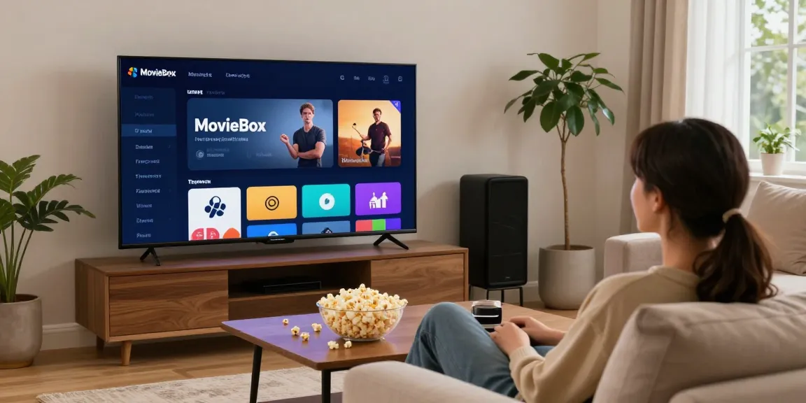 Enjoying the movie box app experience on a cozy couch with family.